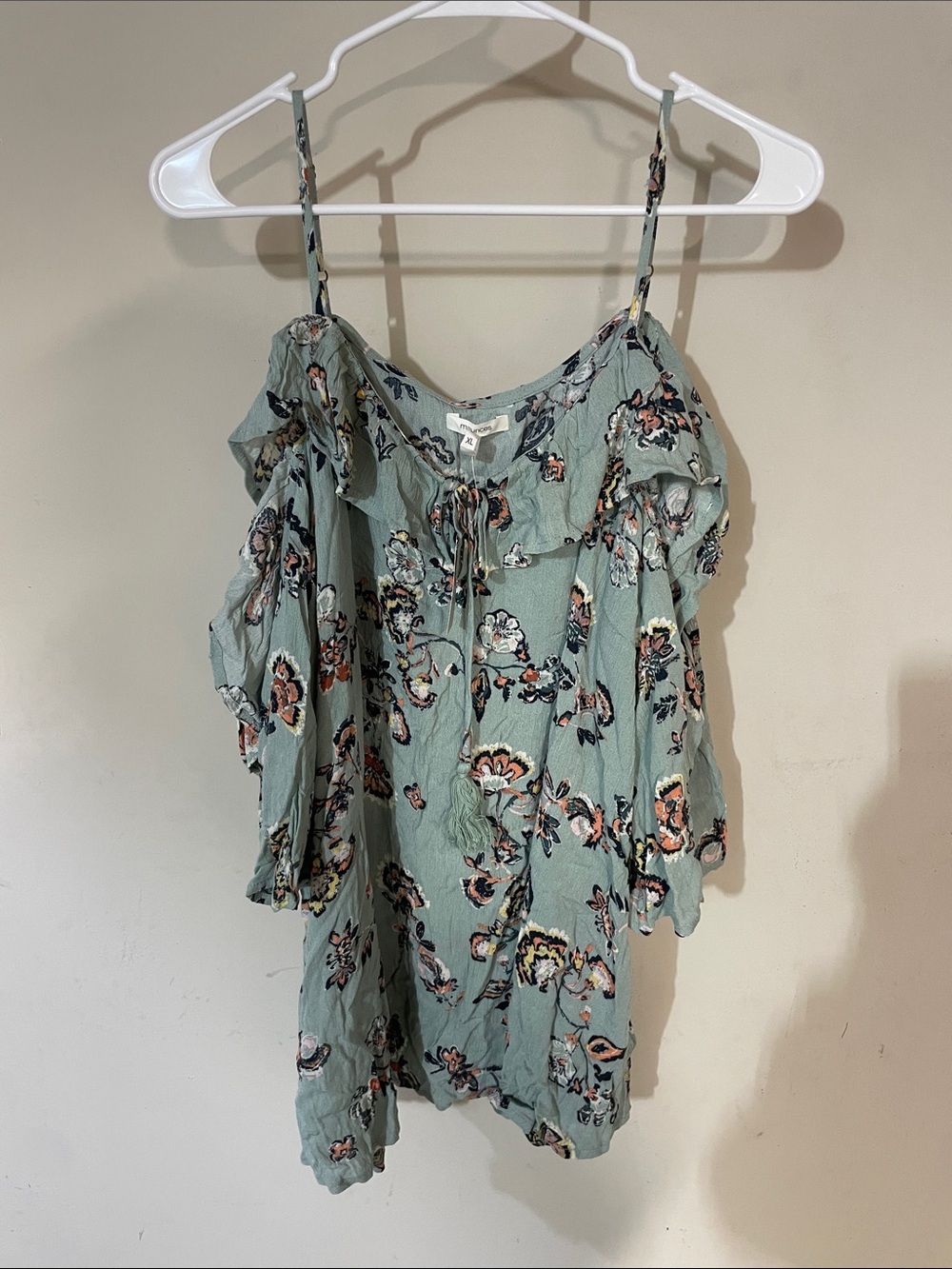 Maurices Sage Green Floral Cold-Shoulder Camisole